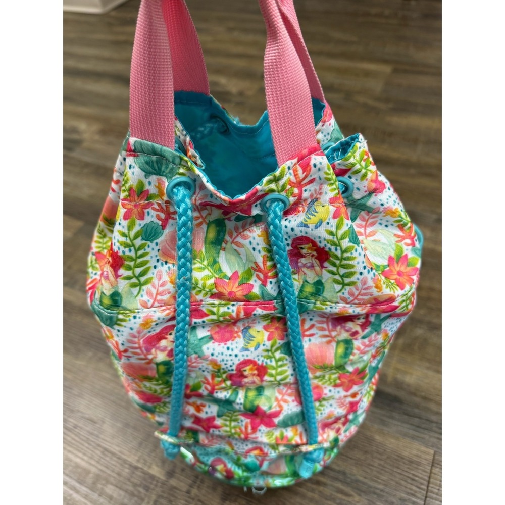 Disney Drawstring Backpack Unisex One Size Multicolor Floral Mesh Pocket - Picture 15 of 16